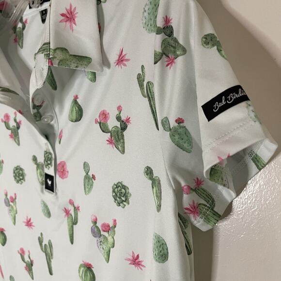 Bad Birdie Desert Hazard Short Sleeve golf Polo Shirt cactus print size small - Picture 3 of 7